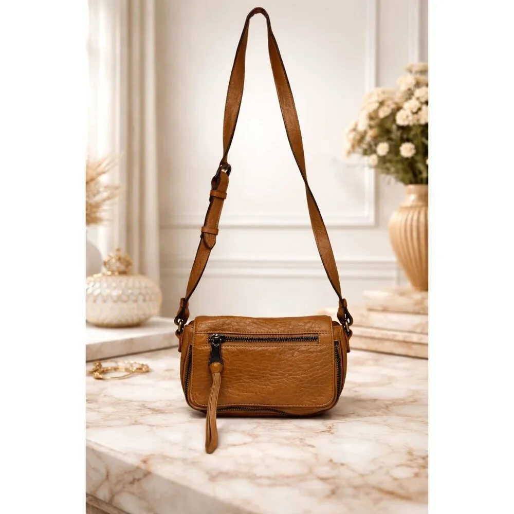 Aimee Kestenberg Good Times Mini Cross Body Purse Handbag Leather Brown NEW